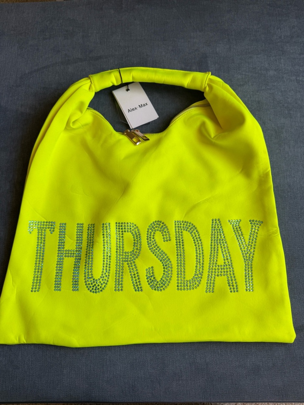 Alex Max THURSDAY Iridescent Crystal Embellished Neon Shoulder Bad Large New